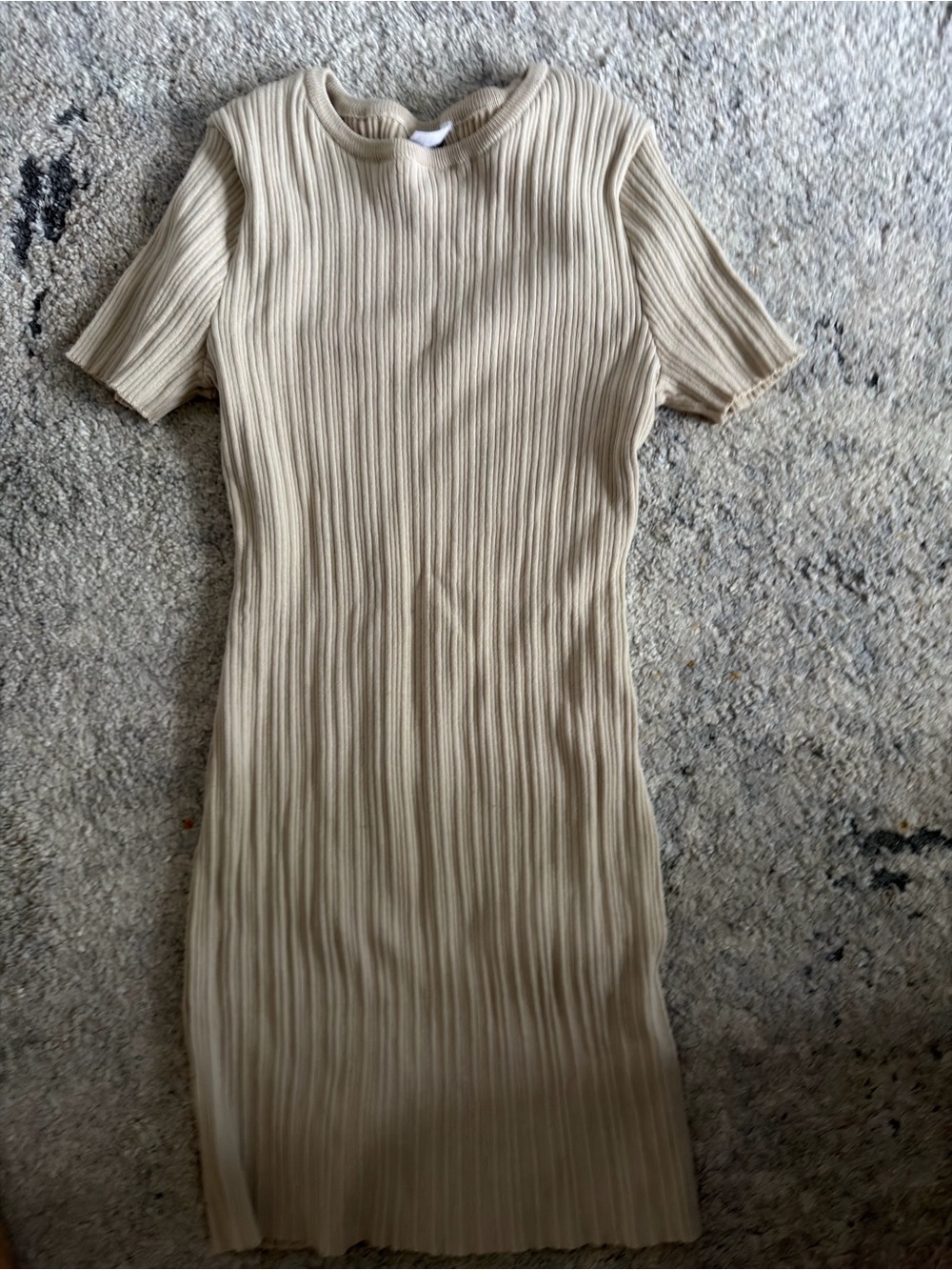 Divided Ribbed Crewneck Sweater in Light Beige - Picture 3 of 3